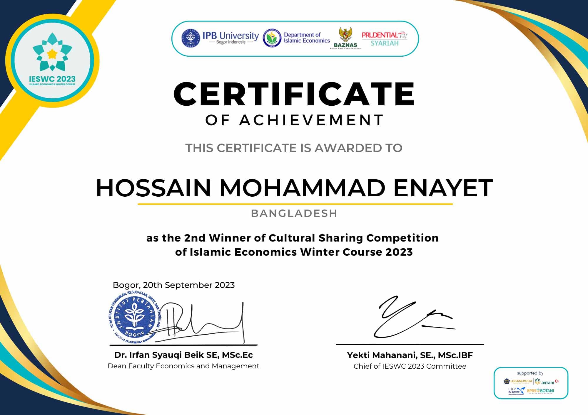 The 2nd Winner of Cultural Sharing Competition of Islamic Economics Winter Course 2023