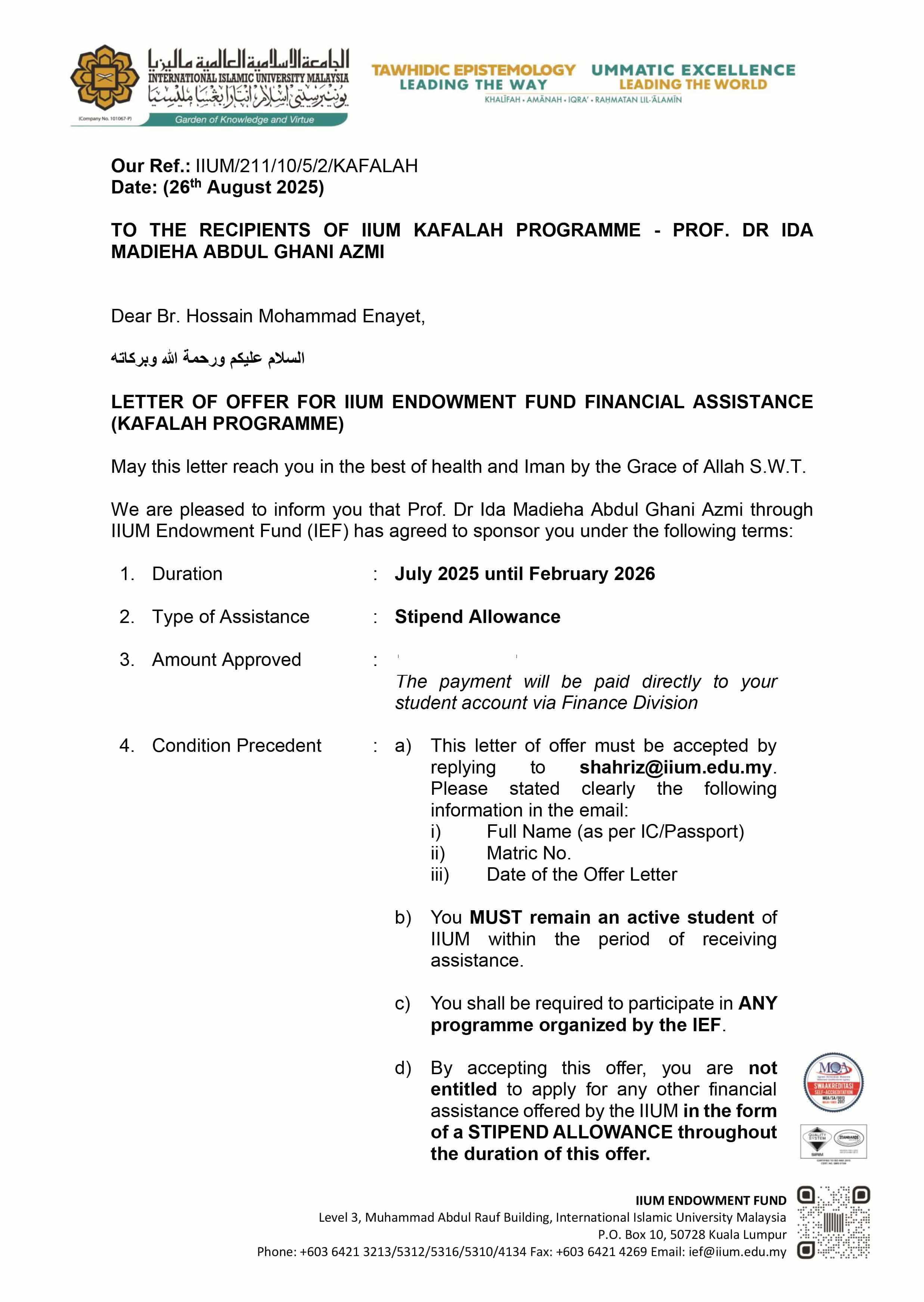 IIUM Kafalah Programme - Prof. Dr INDA Madieha Abdul Ghani