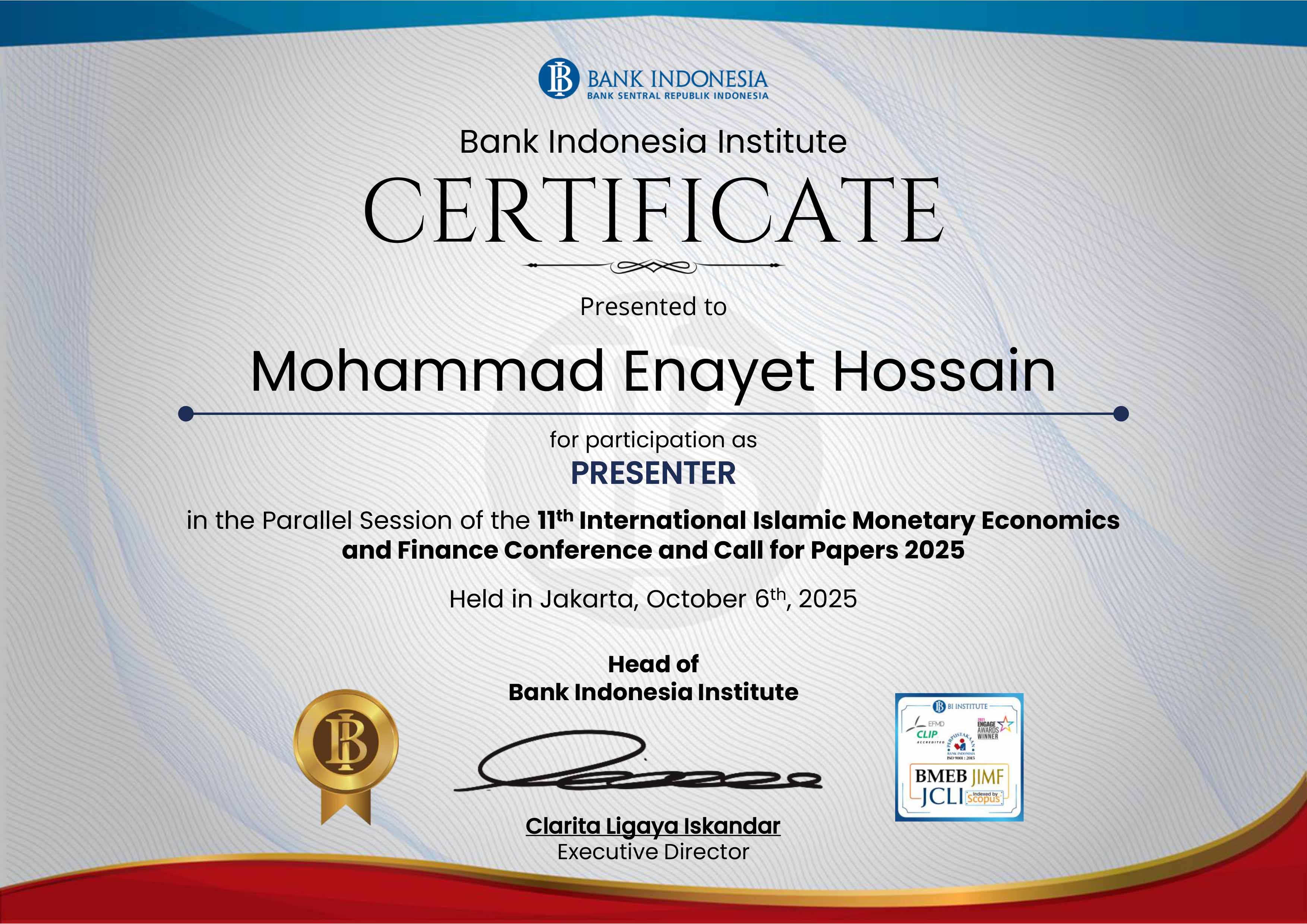 in the parallel Session of the 11th International Islamic Monetaray Economics and Finance conference and Call for Papers 2025