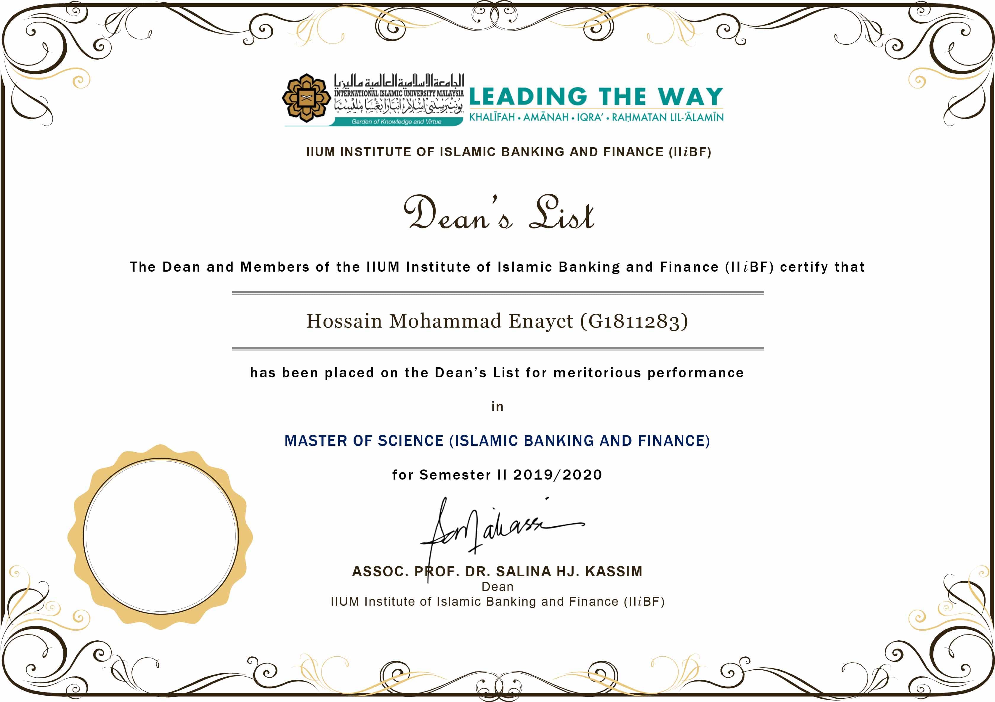 Master of Science (Islamic Banking and Finance)