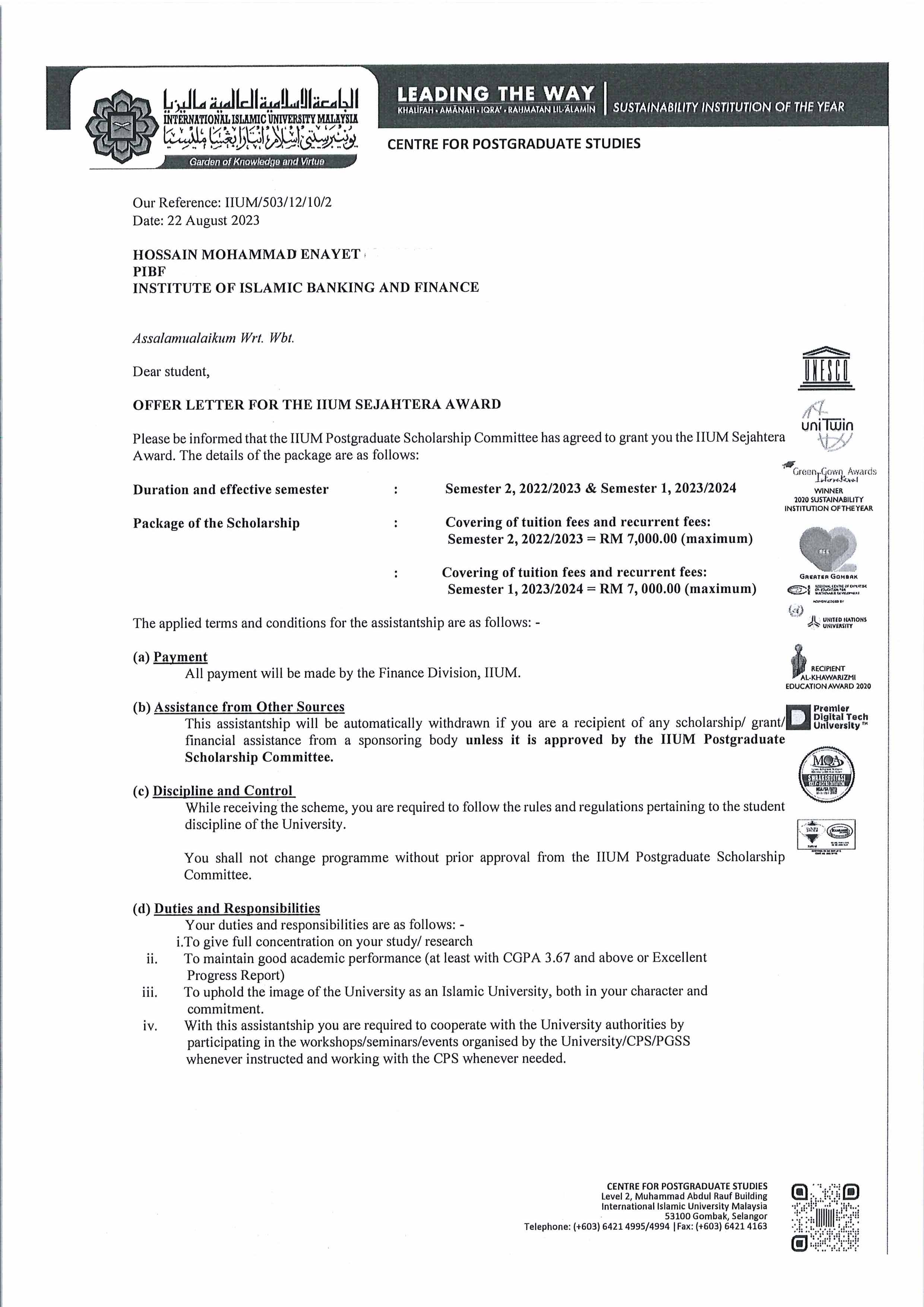 IIUM Sejahtera Award 2023