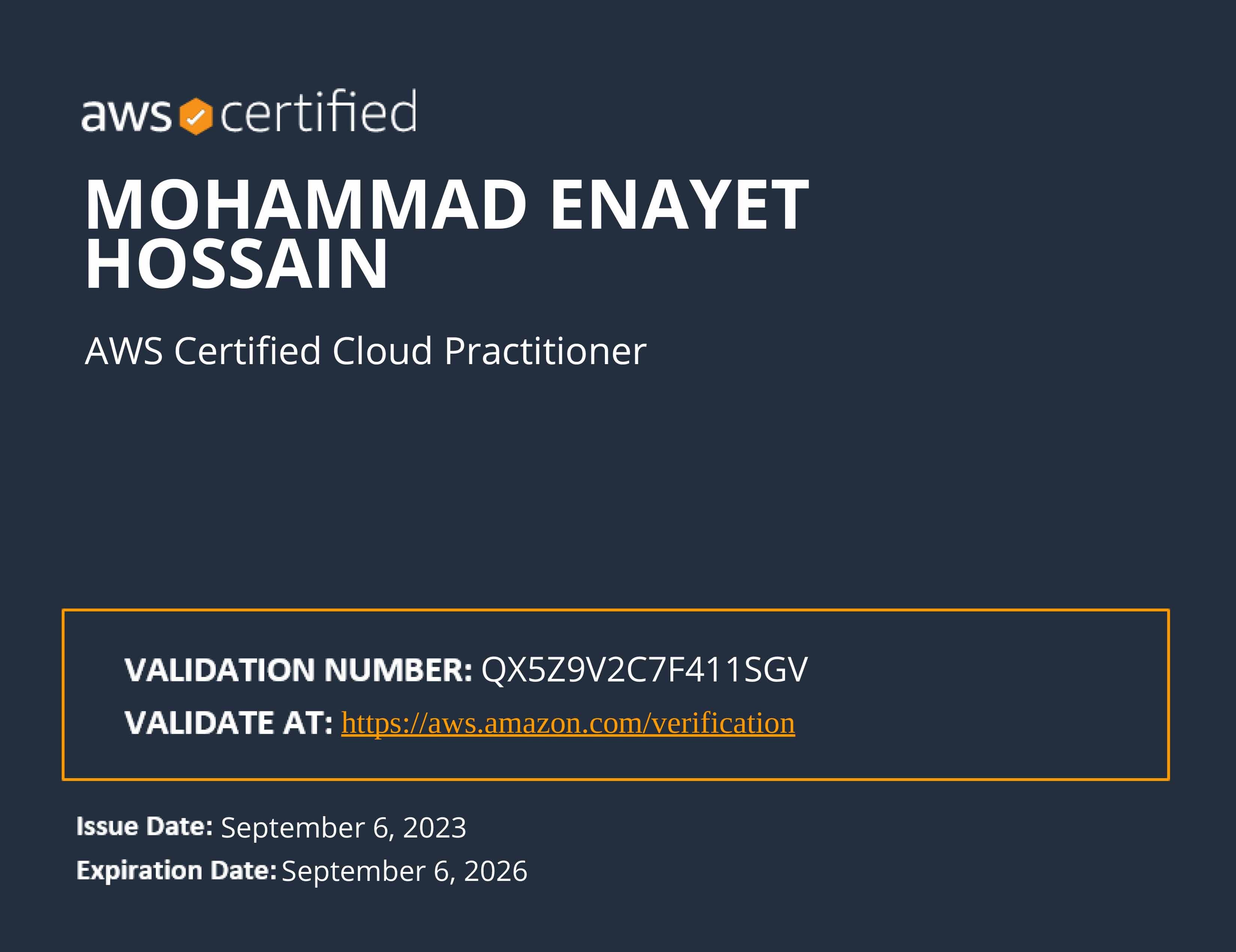 AWS Certified Cloud Practitioner certificate