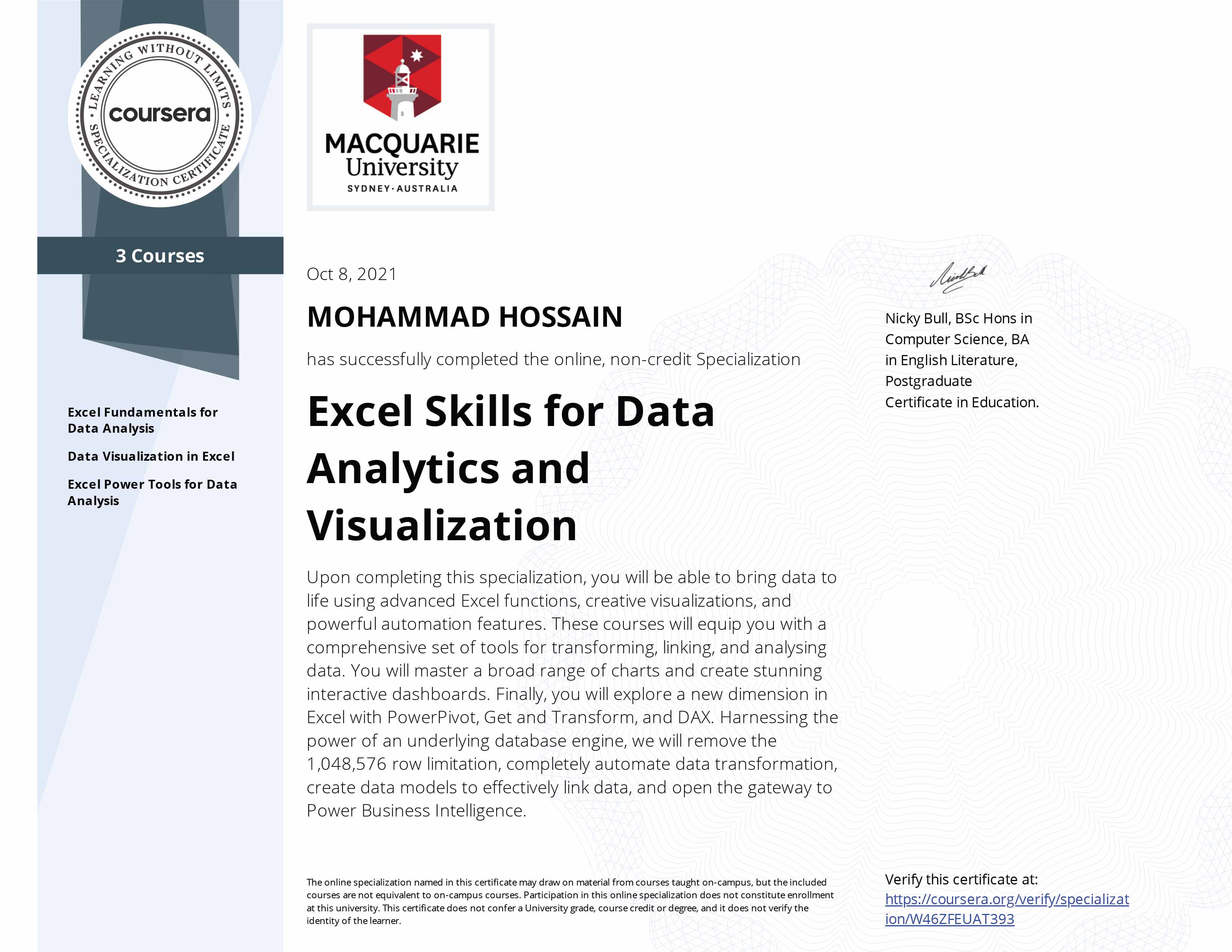 Excel Skills For Data Analytics and Visualization